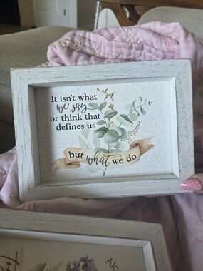 White Framed Botanical Quote Wall Art - What We Do Set